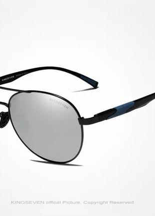 Чоловічі поляризаційні сонцезахисні окуляри kingseven nf7228 black silver код/артикул 1843 фото