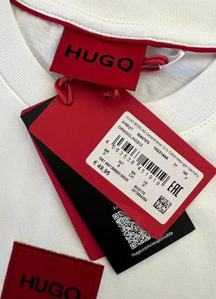 Чоловіча брендова футболка hugo boss біла (оригінал)4 фото