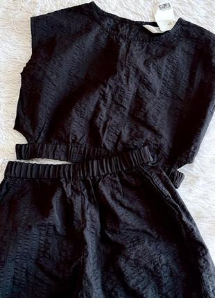 Черный хлопковый костюм h&m с шортами6 фото