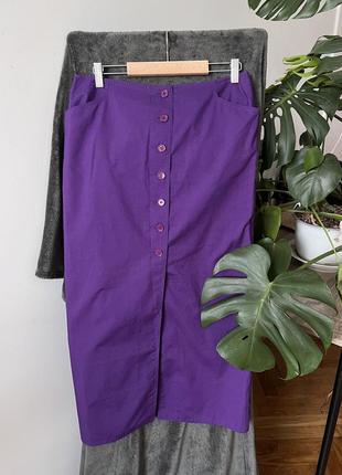 Фиолетовая юбка карандаш с карманами винтаж1 фото