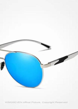 Чоловічі поляризаційні сонцезахисні окуляри kingseven nf7228 silver blue код/артикул 1843 фото