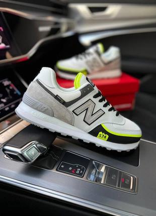 Мужские кроссовки new balance 574 tp2 white yellow neon