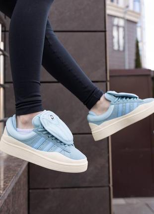 Ad061 кроссовки в стиле adidas campus x bad bunny blue cream6 фото