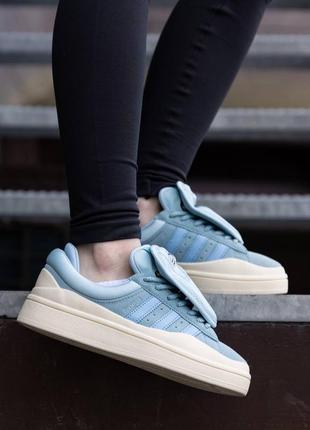 Ad061 кроссовки в стиле adidas campus x bad bunny blue cream7 фото