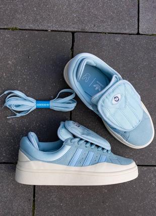 Ad061 кроссовки в стиле adidas campus x bad bunny blue cream1 фото