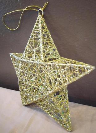 Рождественский объемный декор звезда 20 см из металла с покрытием2 фото