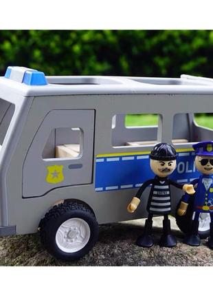 Игровой деревянный набор полицейский автобус playtive police car