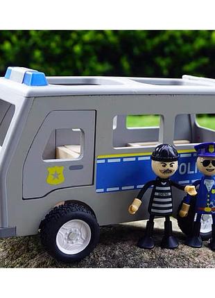 Игровой деревянный набор полицейский автобус playtive police car