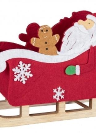 Новорічна кошик з фетру сани з сантою melinera для подарунків2 фото