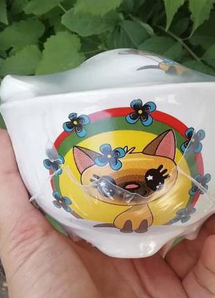 Дитячий посуд із кумедними совоньками, котиками, жирафами, ведмедиками з 2 предметів