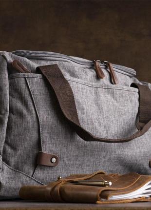 Дорожня сумка текстильна vintage 20137 сіра4 фото