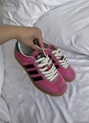 Кроссовки adidas gazelle x gucci pink green3 фото