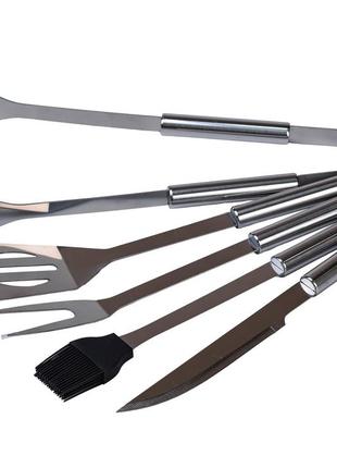 Набір для мангалу, грилю, барбекю - 5 предметів у сумці чохлі: ніж, лопатка, щипці, вилка, пензлик