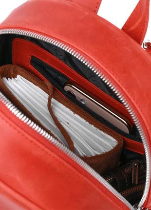 Шкіряний вінтажний жіночий рюкзак shvigel 16327 червоний4 фото