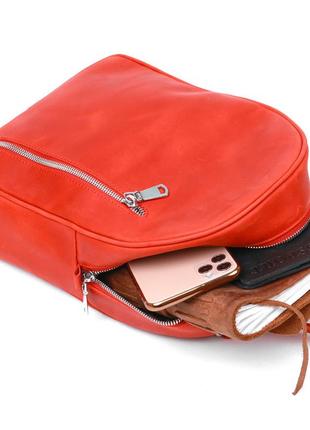 Шкіряний вінтажний жіночий рюкзак shvigel 16327 червоний5 фото