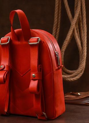 Шкіряний вінтажний жіночий рюкзак shvigel 16327 червоний8 фото