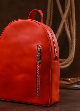 Шкіряний вінтажний жіночий рюкзак shvigel 16327 червоний7 фото