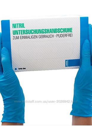 Рукавички нітрилові неопудрені без пудри m xs сині чорні2 фото