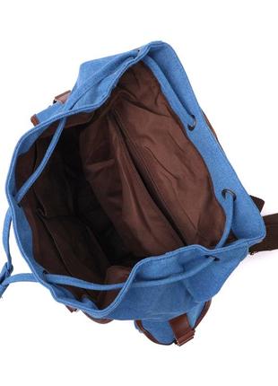 Вместительный текстильный рюкзак что закрывается клапаном на магнит vintage 22152 голубой4 фото