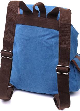 Вместительный текстильный рюкзак что закрывается клапаном на магнит vintage 22152 голубой2 фото