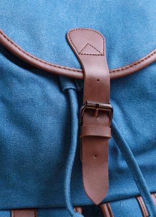 Вместительный текстильный рюкзак что закрывается клапаном на магнит vintage 22152 голубой9 фото