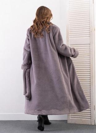 Сіре пальто зі штучного хутра3 фото