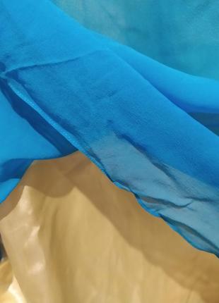 Х4. шелковое нарядное платье с вишивкой  бисером  национальных сине желтих цветах шёлк шёлковый шелк6 фото