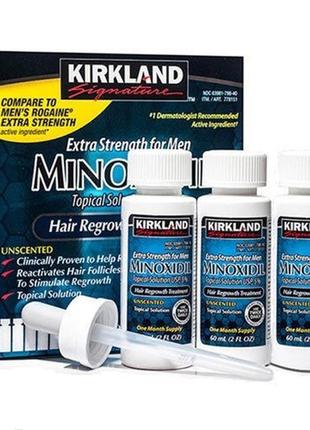 Міноксидил 5% minoxidil kirkland (3 флакони + піпетка)