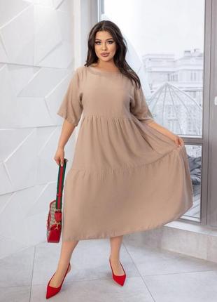 Жіноча довга сукня з льону великих розмірів4 фото
