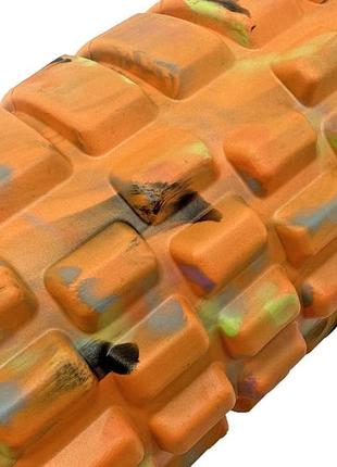 Массажный ролик easyfit grid roller 33 см v.1.1 multi оранжевый2 фото