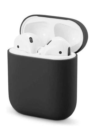 Чехол для airpods 1/2 черного цвета с карабином3 фото