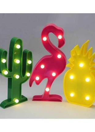 Світильник настільний нічник 3d toys lamp ананас фламінго кактус4 фото