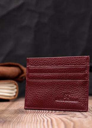 Практичный кард-кейс из натуральной кожи st leather 22446 бордовый5 фото