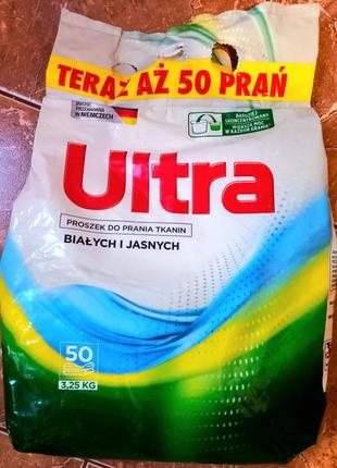 (50 прань) 3.25кг, концентрований, пральний порошок для білих та світлих речей ultra