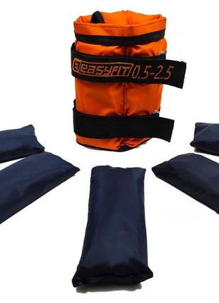 Обтяжувачі для ніг та рук easyfit набірні чорно-помаранчеві 0,5-2,5 кг (пара)4 фото
