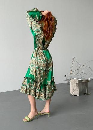 Шикарное платье миди зеленое платье2 фото
