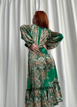 Шикарное платье миди зеленое платье3 фото