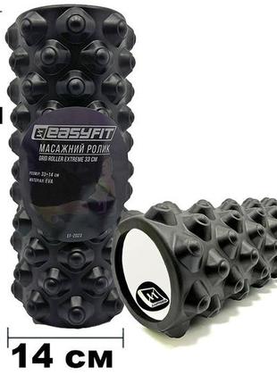 Массажный ролик easyfit grid roller extreme 33 см черный