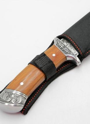 Мисливський ніж з дерев'яною ручкою, чоловічий ніж чорним з чохлом5 фото