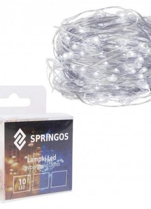 Гирлянда на батарейках springos 0.9 м 10 led cl0002 cold white