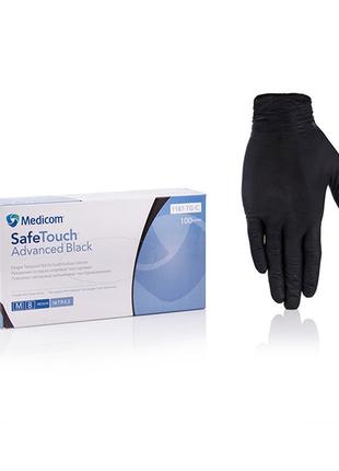 Рукавички нітрилові medicom safetouch 100 шт/уп.black xs