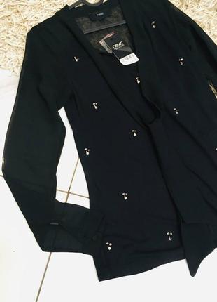 Черная свободная блуза в камушках next xs-s2 фото