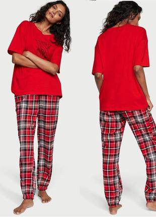 Пижама футболка с фланелевыми штанами flannel tee-jama set size	s regular