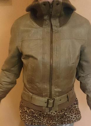Стильна коричнева курточка шкіра р38 new look