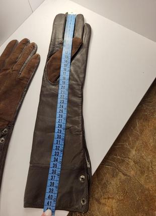 Шкіряні довгі рукавички жіночі замша замшеві ягня в'язання 41 см 36 см 8 97 фото