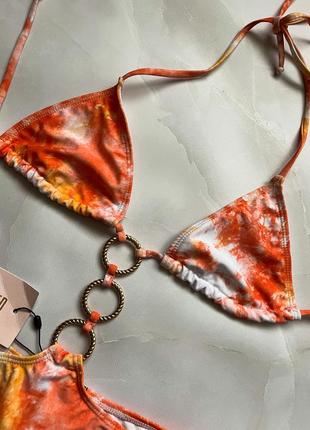 Помаранчевий жіночий суцільний злитий купальник трикутник з кільцями бразіліана missguided2 фото