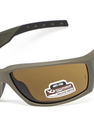 Окуляри захисні venture gear tactical overwatch green (bronze) anti-fog, коричневі в камуфльованій оправі