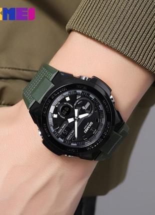 Чоловічий наручний кварцовий (електронний)  годинник skmei 2105ag army green3 фото