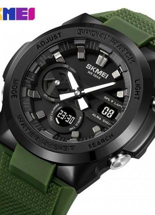 Чоловічий наручний кварцовий (електронний)  годинник skmei 2105ag army green2 фото
