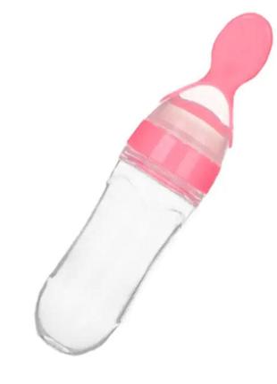 Пляшка-ложка для годування новонародженого 20 х 5 см рожевий (vol-1336)